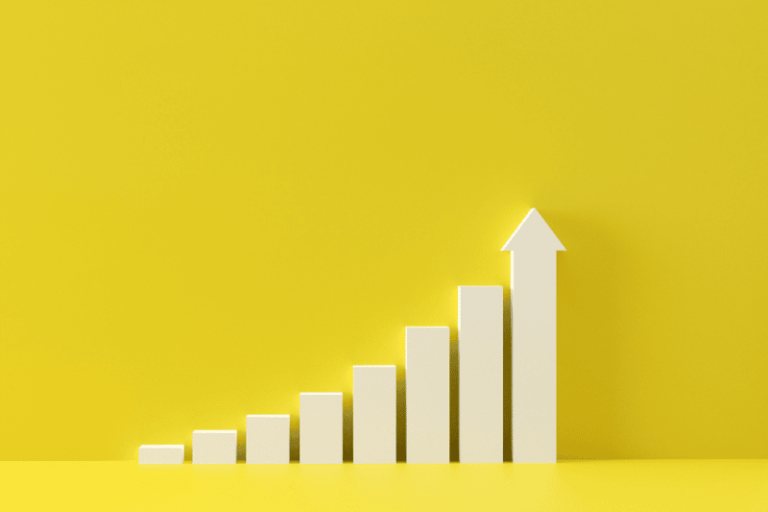 Gráfico em fundo amarelo simbolizando a gestão de desempenho