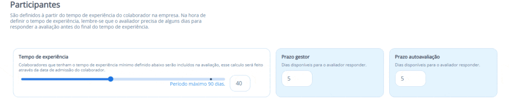 gif da plataforma Feedz mostrando a configuração da Avaliação de Experiência