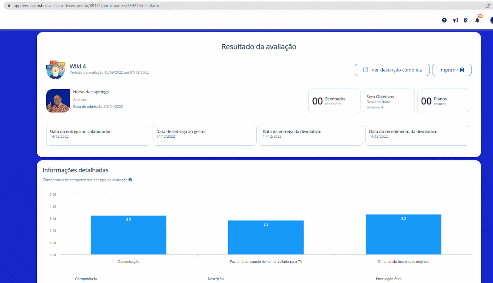 gif da plataforma Feedz mostrando a configuração de período da Avaliação de Experiência