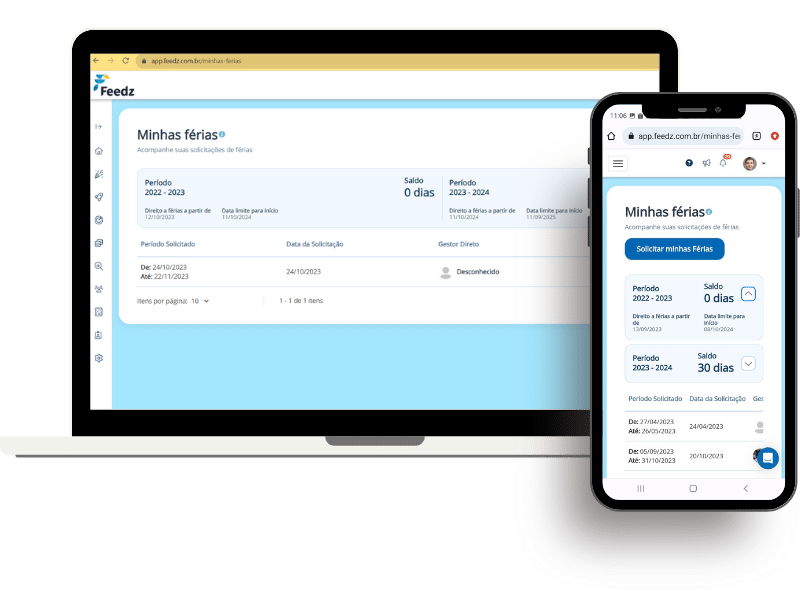 Funcionalidade de gestão de férias da solução de DP da Feedz